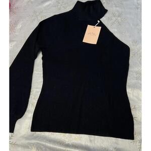 Lela Rose Women’s Black Asymmetrical  Turtleneck Sweater Sz S NWT $365